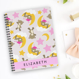 Muster von Bären, Teddybären, Sternen, Ihr Name Notizbuch