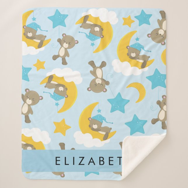 Muster von Bären, Teddybären, Sternen, Ihr Name Sherpadecke (Vorderseite)