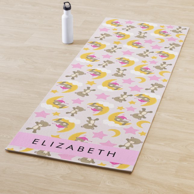 Muster von Bären, Teddybären, Sternen, Ihr Name Yogamatte (Beispiel)