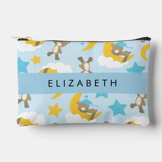 Muster von Bären, Teddybären, Sternen, Ihr Name Zubehörtasche (Vorderseite)