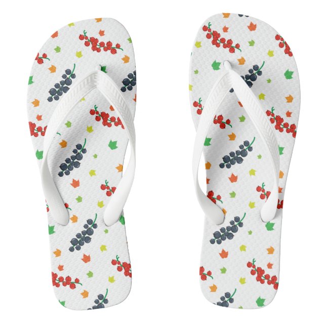 Muster von Beeren, Rotzbeeren, Blaubeere, Obst Flip Flops (Fußbett)