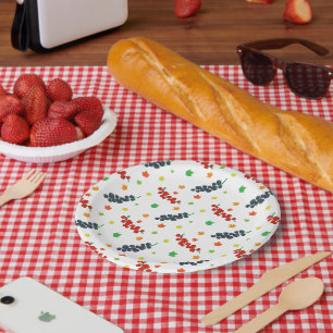 Muster von Beeren, Rotzbeeren, Blaubeere, Obst Pappteller