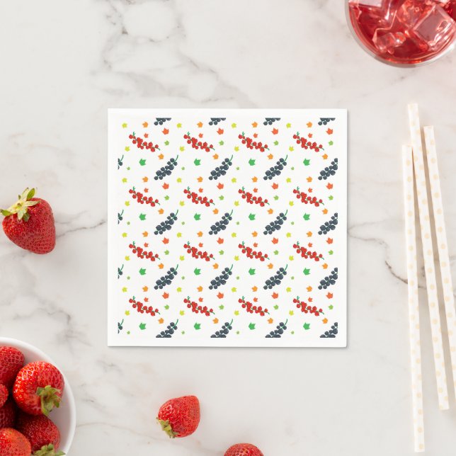 Muster von Beeren, Rotzbeeren, Blaubeere, Obst Serviette (Beispiel)