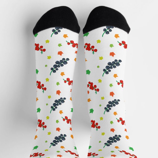 Muster von Beeren, Rotzbeeren, Blaubeere, Obst Socken (Oben)