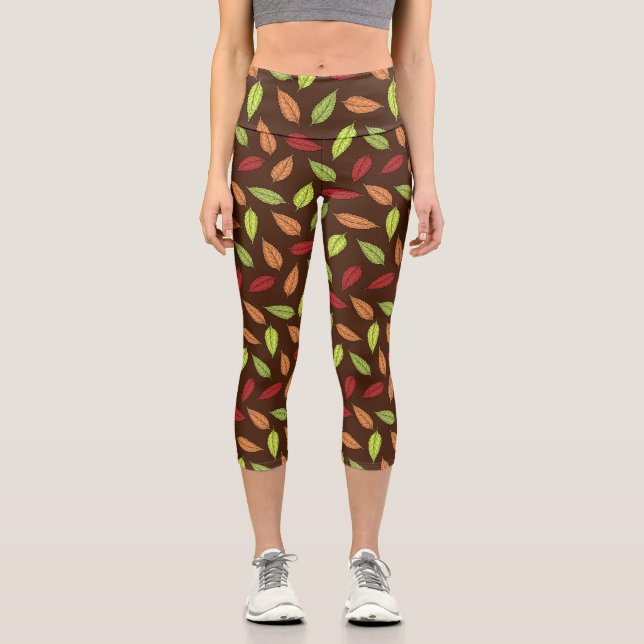 Muster von Blätter, farbenfrohe Blätter, Herbstblä Capri Leggings (Vorderseite)