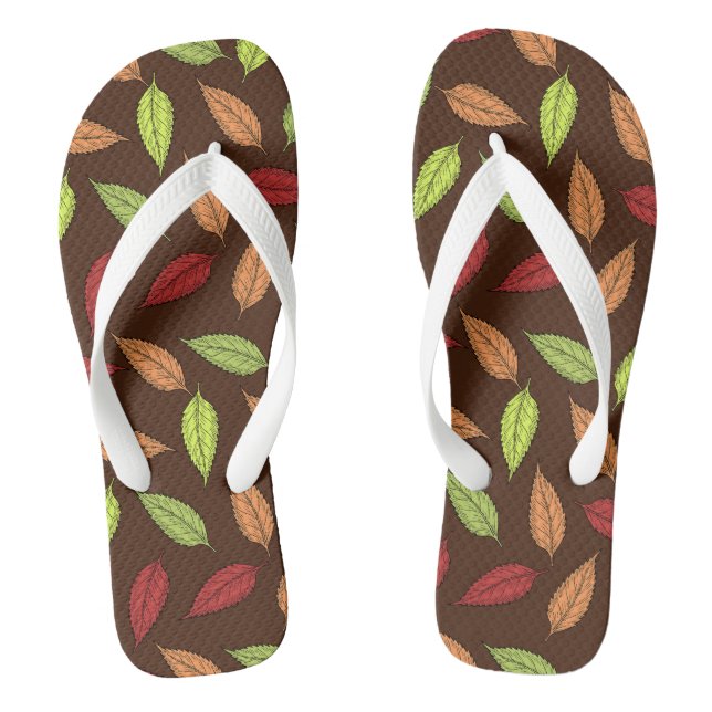 Muster von Blätter, farbenfrohe Blätter, Herbstblä Flip Flops (Fußbett)