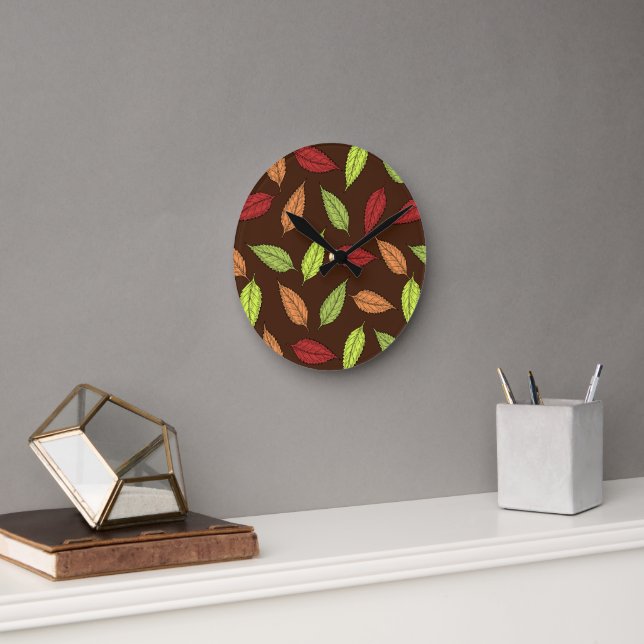Muster von Blätter, farbenfrohe Blätter, Herbstblä Runde Wanduhr (Büro)