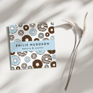 Muster von blauen Donuts, Kuchenladen, Konditorei Quadratische Visitenkarte