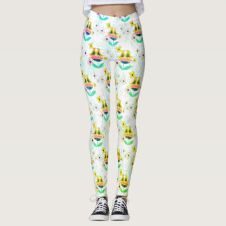 Muster von Blume und Vögeln Leggings