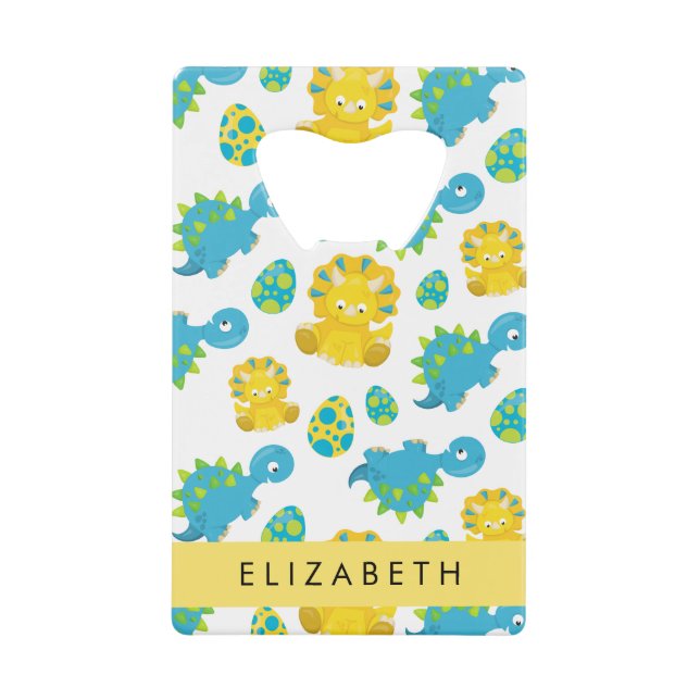 Muster von Dinosauriern, Niedliche Dinosaurier, Ih Geldbeutel Flaschenöffner (Vorderseite)