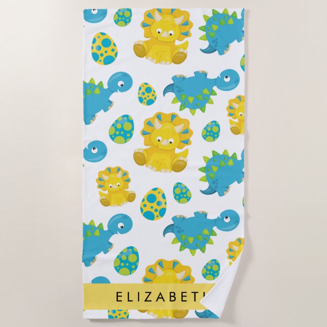 Muster von Dinosauriern, Niedliche Dinosaurier, Ih Strandtuch (Vorderseite)