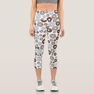Muster von Donuts, blauen Donuts, braunen Donuts Capri Leggings