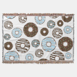 Muster von Donuts, blauen Donuts, braunen Donuts Decke