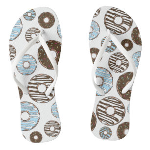 Muster von Donuts, blauen Donuts, braunen Donuts Flip Flops