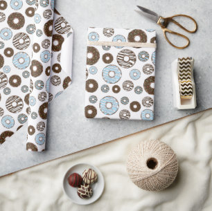 Muster von Donuts, blauen Donuts, braunen Donuts Geschenkpapier