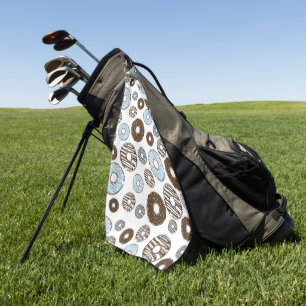 Muster von Donuts, blauen Donuts, braunen Donuts Golfhandtuch