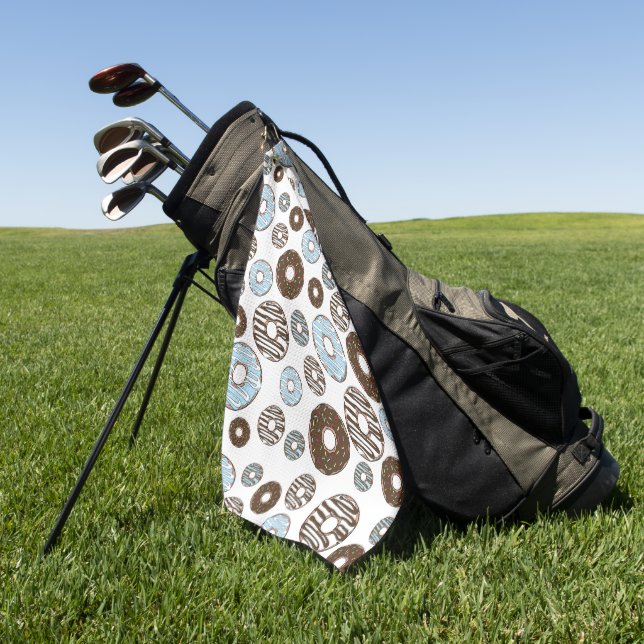 Muster von Donuts, blauen Donuts, braunen Donuts Golfhandtuch (Gras)