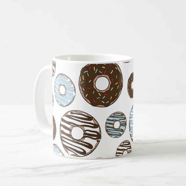 Muster von Donuts, blauen Donuts, braunen Donuts Kaffeetasse (Vorderseite Links)