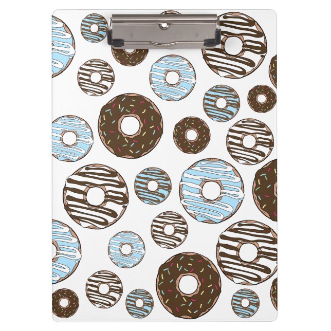 Muster von Donuts, blauen Donuts, braunen Donuts Klemmbrett (Vorderseite)