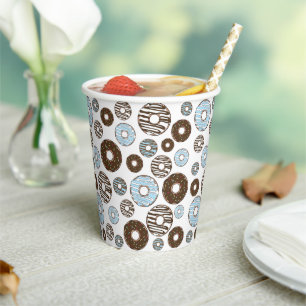 Muster von Donuts, blauen Donuts, braunen Donuts Pappbecher