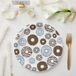 Muster von Donuts, blauen Donuts, braunen Donuts Pappteller