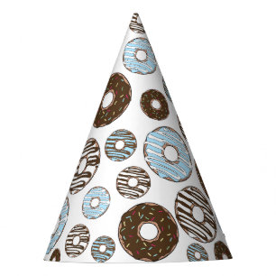 Muster von Donuts, blauen Donuts, braunen Donuts Partyhütchen