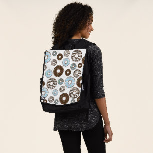 Muster von Donuts, blauen Donuts, braunen Donuts Rucksack