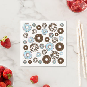 Muster von Donuts, blauen Donuts, braunen Donuts Serviette