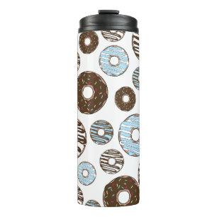 Muster von Donuts, blauen Donuts, braunen Donuts Thermosbecher