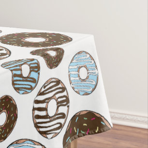 Muster von Donuts, blauen Donuts, braunen Donuts Tischdecke