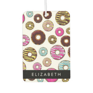 Muster von Donuts, farbenfrohe Donuts, Ihr Name Autolufterfrischer