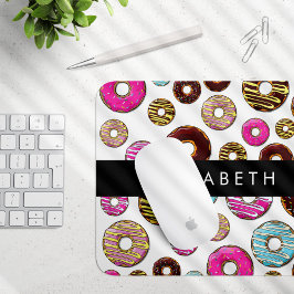 Muster von Donuts, farbenfrohe Donuts, Ihr Name Mousepad