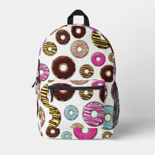 Muster von Donuts, farbenfrohe Donuts, Sprinklen Bedruckter Rucksack