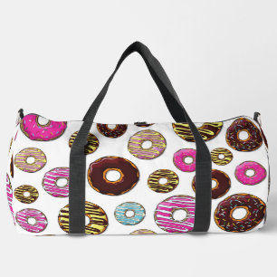 Muster von Donuts, farbenfrohe Donuts, Sprinklen Duffle Bag
