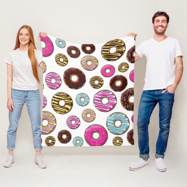 Muster von Donuts, farbenfrohe Donuts, Sprinklen Fleecedecke (Beispiel)