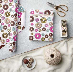 Muster von Donuts, farbenfrohe Donuts, Sprinklen Geschenkpapier