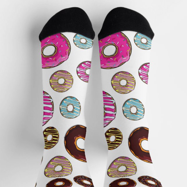 Muster von Donuts, farbenfrohe Donuts, Sprinklen Socken (Oben)