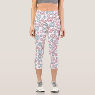 Muster von Donuts, rosa Donuts, blaue Donuts Capri Leggings