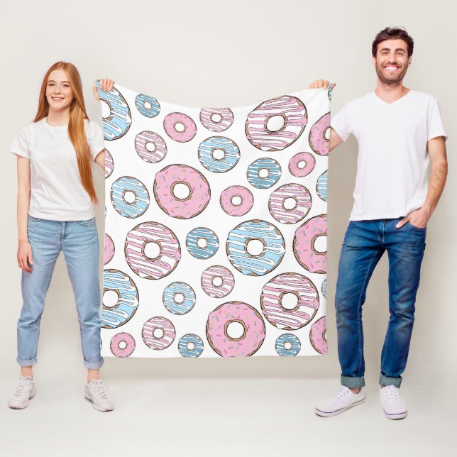 Muster von Donuts, rosa Donuts, blaue Donuts Fleecedecke (Beispiel)