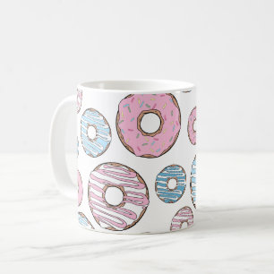 Muster von Donuts, rosa Donuts, blaue Donuts Kaffeetasse