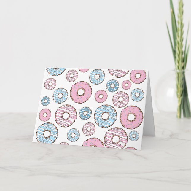Muster von Donuts, rosa Donuts, blaue Donuts Karte (Vorderseite)