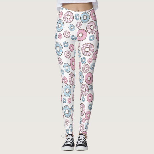 Muster von Donuts, rosa Donuts, blaue Donuts Leggings (Vorderseite)