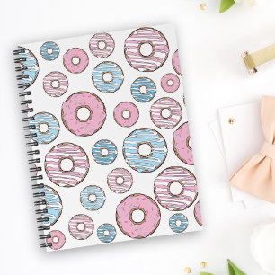 Muster von Donuts, rosa Donuts, blaue Donuts Notizbuch
