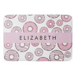 Muster von Donuts, rosa Donuts, Icing, Ihr Name Badematte