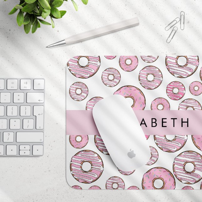 Muster von Donuts, rosa Donuts, Icing, Ihr Name Mousepad (Von Creator hochgeladen)