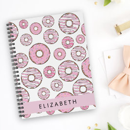 Muster von Donuts, rosa Donuts, Icing, Ihr Name Notizbuch