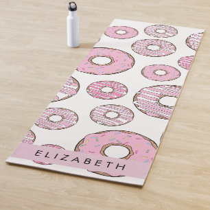 Muster von Donuts, rosa Donuts, Icing, Ihr Name Yogamatte