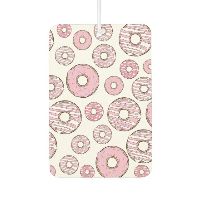Muster von Donuts, rosa Donuts, Sprinklen Autolufterfrischer (Vorderseite)