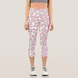Muster von Donuts, rosa Donuts, Sprinklen Capri Leggings