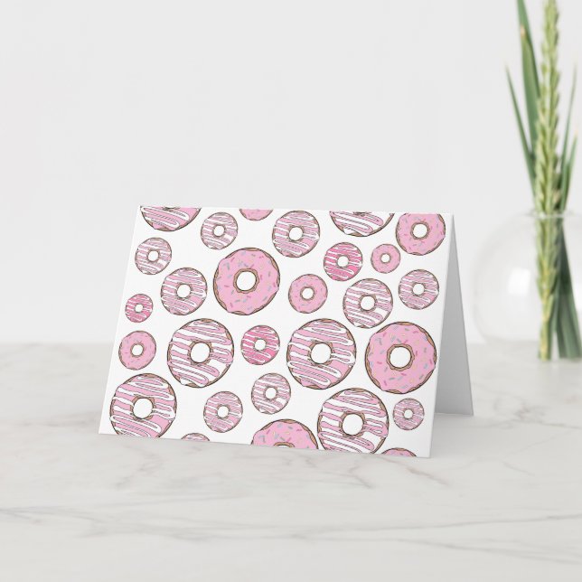 Muster von Donuts, rosa Donuts, Sprinklen Karte (Vorderseite)